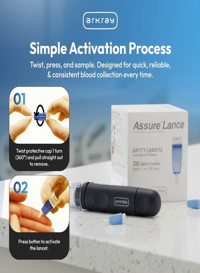 Assure Lance Micro Flow Safety Lancets – Single Use Lancets for Blood Testing, Finger Pricker for Blood Glucose Test, 28G, 1mm Depth, 200 Count (Pack of 1) - Image 4
